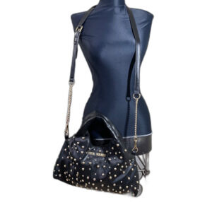 Steve  Madden Y2K Black & Gold Studded  Shoulder Hand Bag Moto Punk Rock